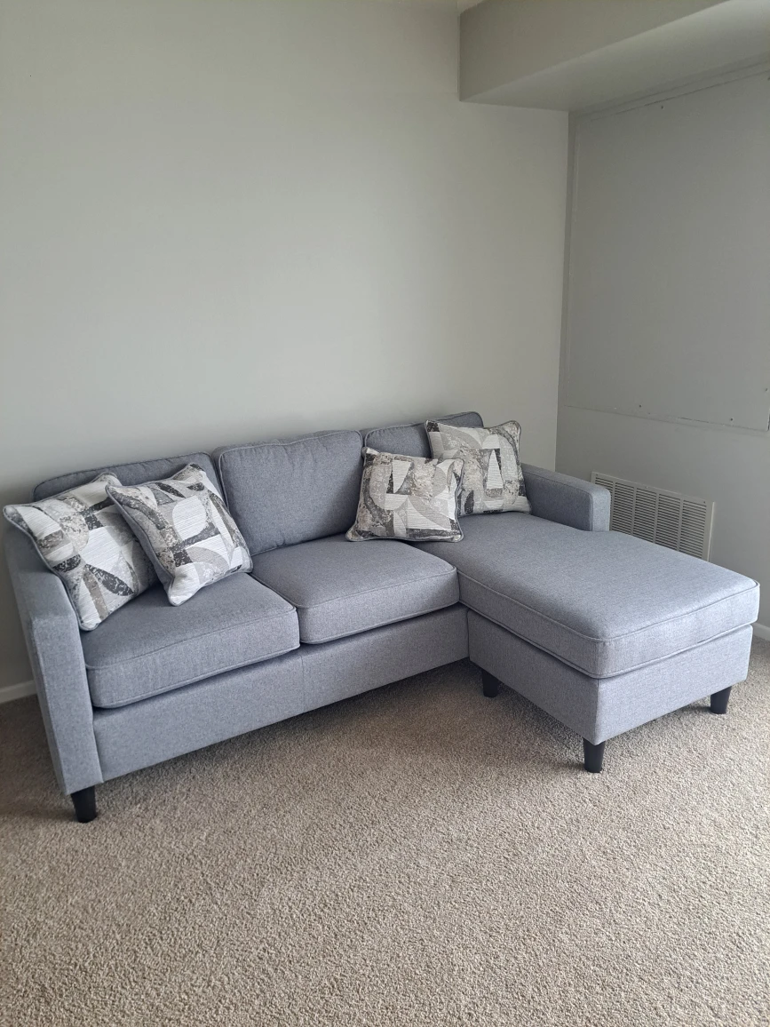 Gray Sectional Sofa with Chaise Lounge