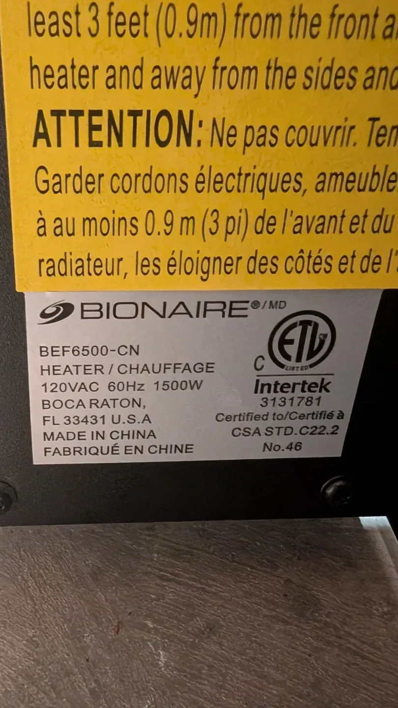Bionaire BEF6500-CN Electric Fireplace Heater image indicator(4)