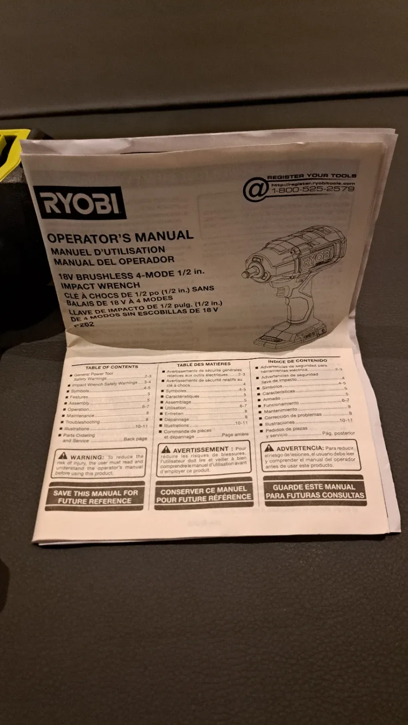 Ryobi 18 volt 4 mode Brushless 1/2" Impact Wrench image indicator(7)