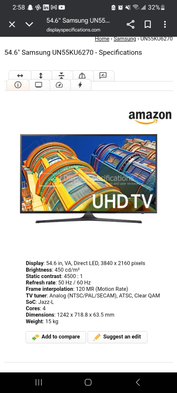 Samsung 6 Series UN55KU6270 54.6" TV - photo 4
