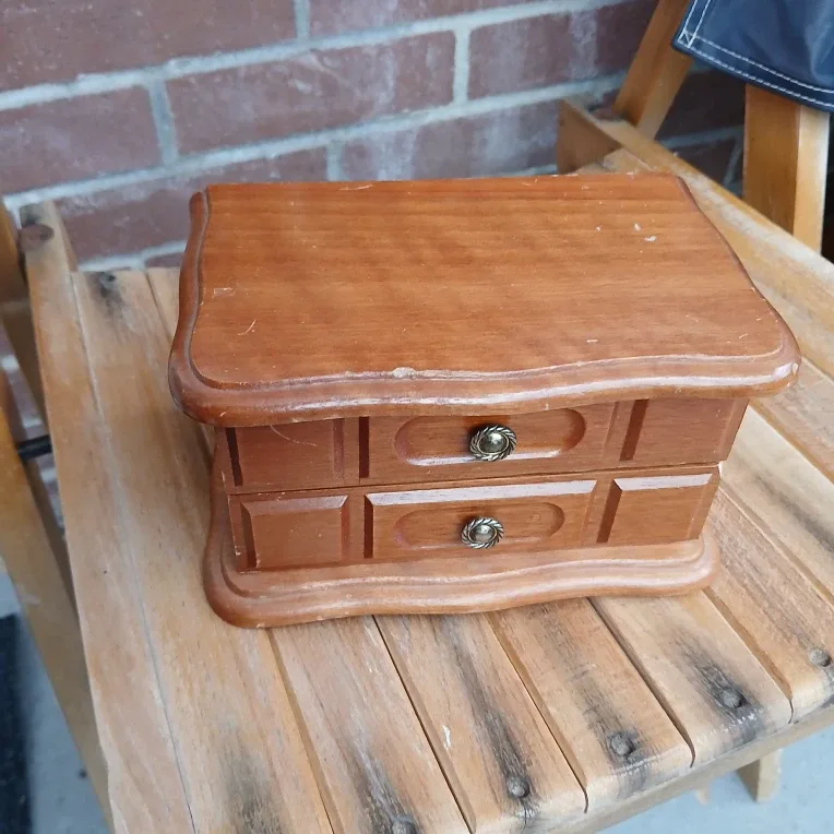Wooden Jewellery Box full of Costume jewelry