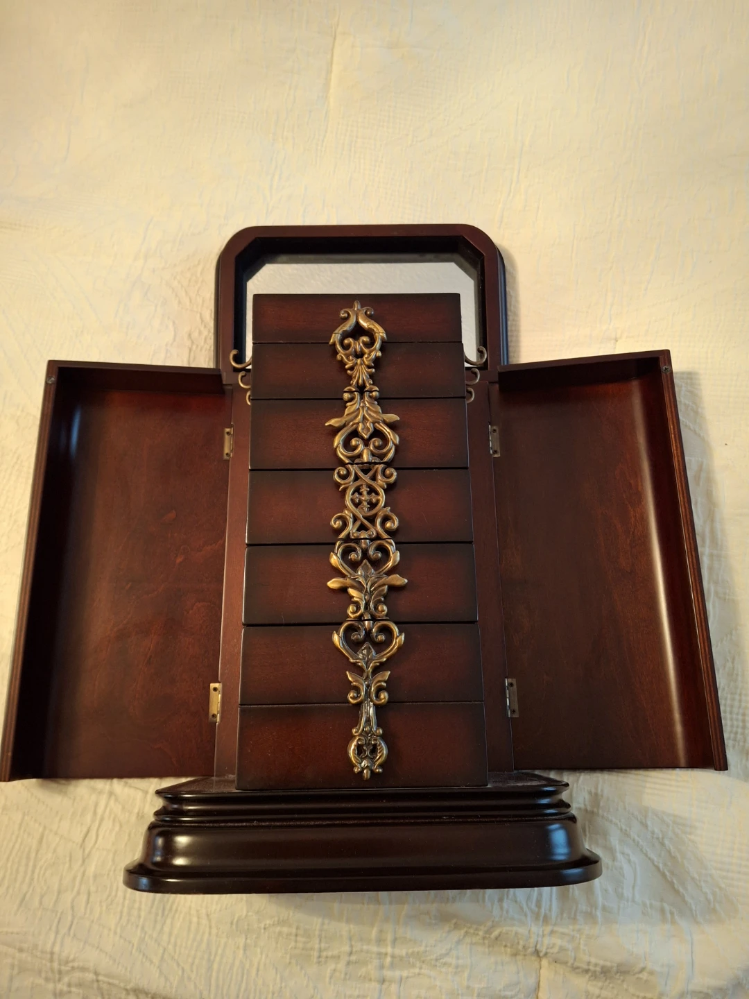 Wooden Jewelry Box with Mirror