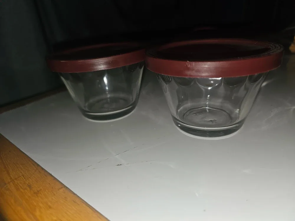 Two Glass Dessert Bowls with Lids