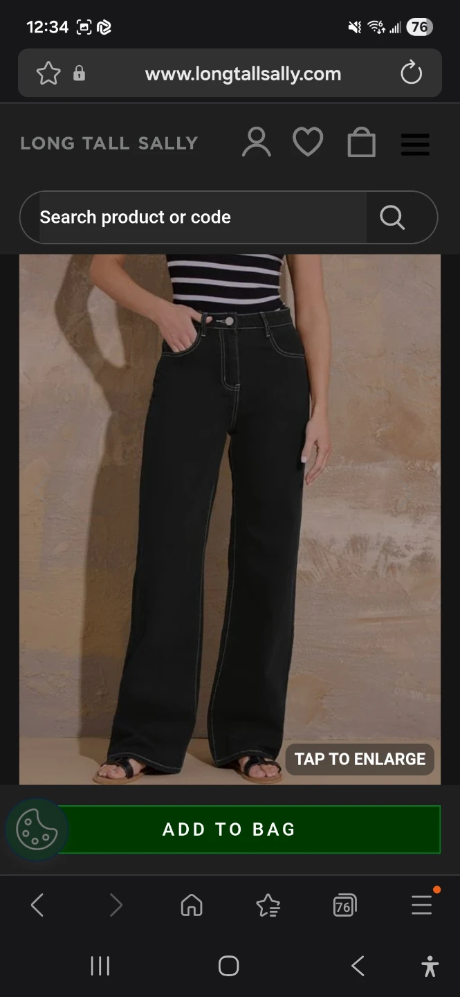Long Tall Sally Black Contrast Stitch Wide Leg Jeans - US 12 - photo 4