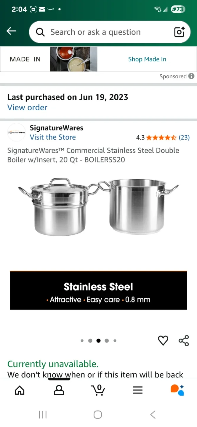 New SignatureWares 20 Qt Double Boiler w/Insert image indicator(5)