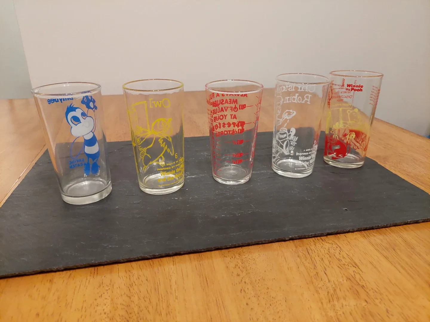 Vintage Cartoon Character Drinking Glasses - Set of 5