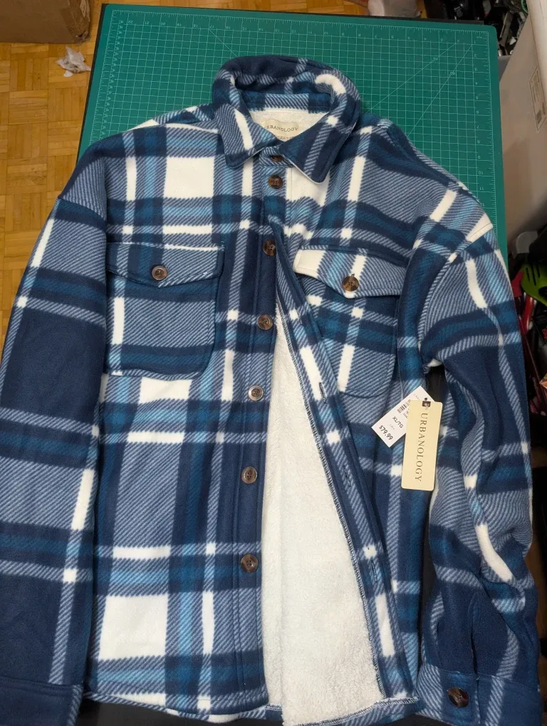 Urbanology XL Blue Plaid Sherpa Lined Jacket - New with Tags!