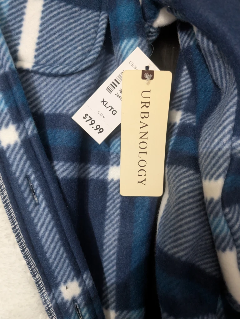 Urbanology XL Blue Plaid Sherpa Lined Jacket - New with Tags! - photo 3