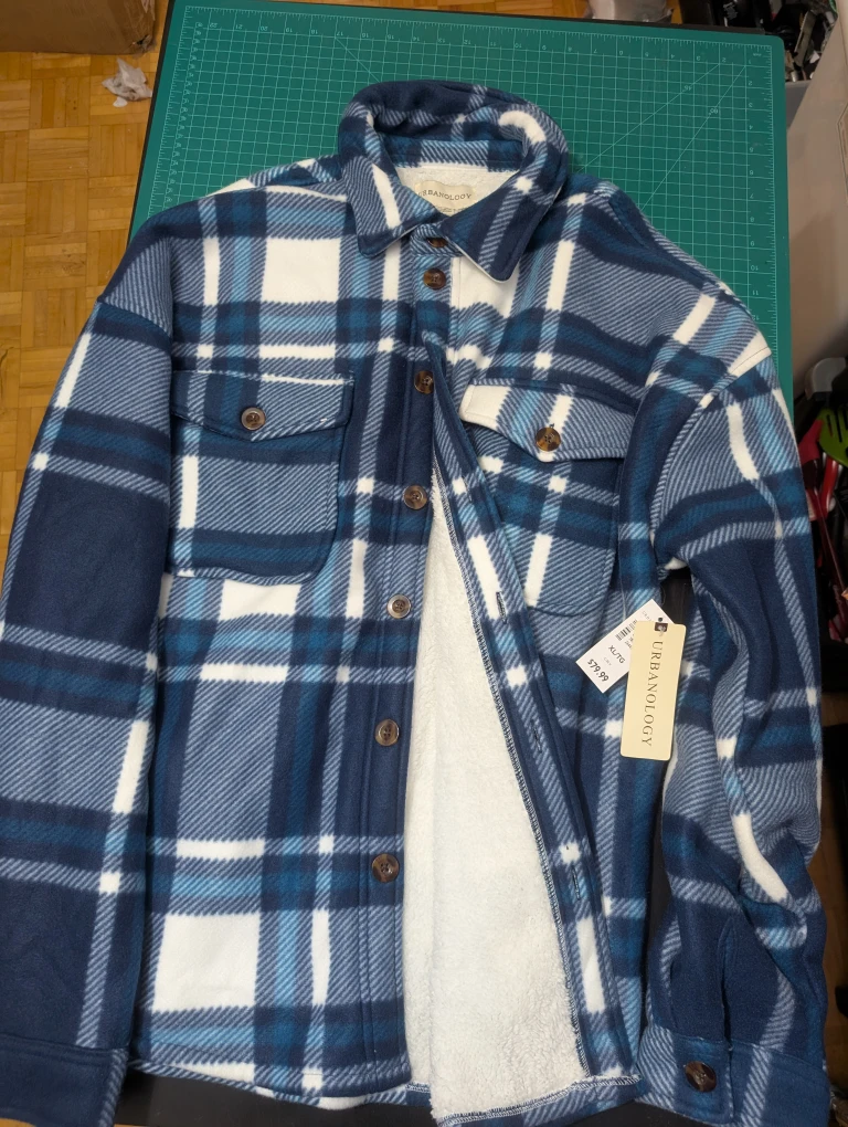 Urbanology XL Blue Plaid Sherpa Lined Jacket - New with Tags! - photo 5
