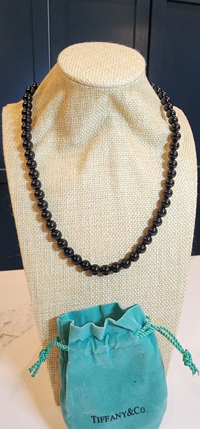 Tiffany & Co. Black Onyx Bead Necklace
