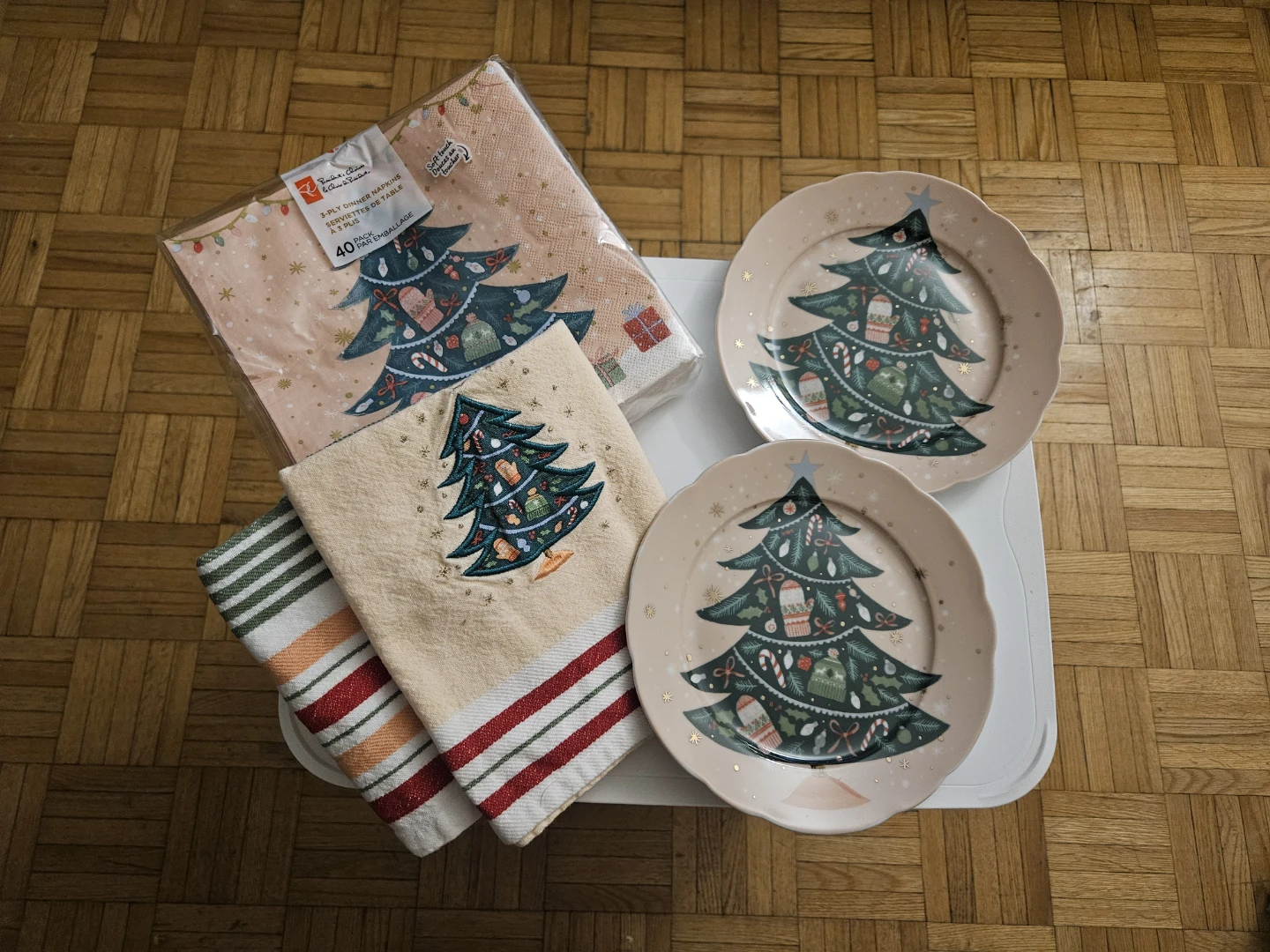 Christmas Tree Plates, Napkins & Towels Set