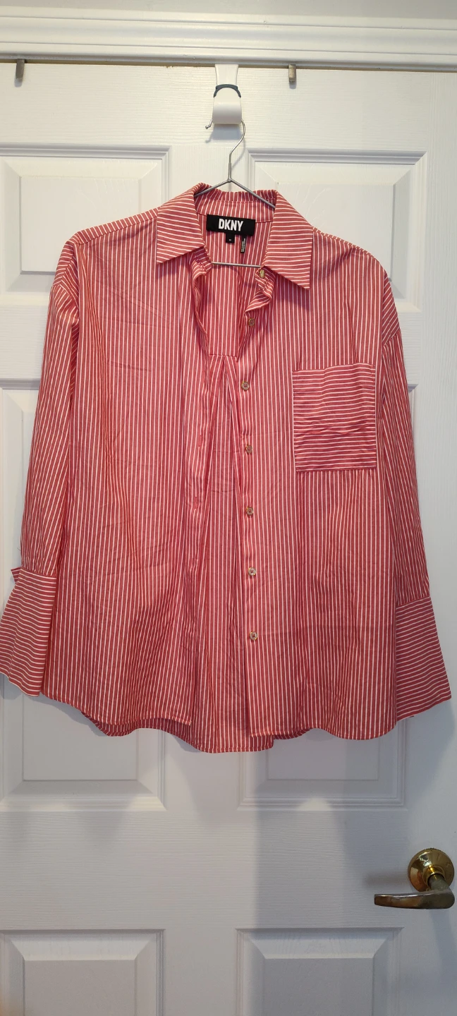 DKNY Red & White Striped Blouse - photo 2