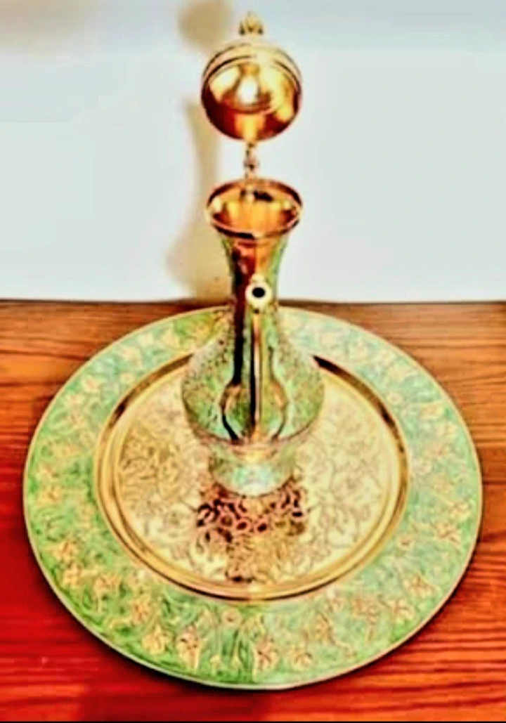 New Cloisonne Enamel Brass Coffee Set of 8 Pcs - photo 3
