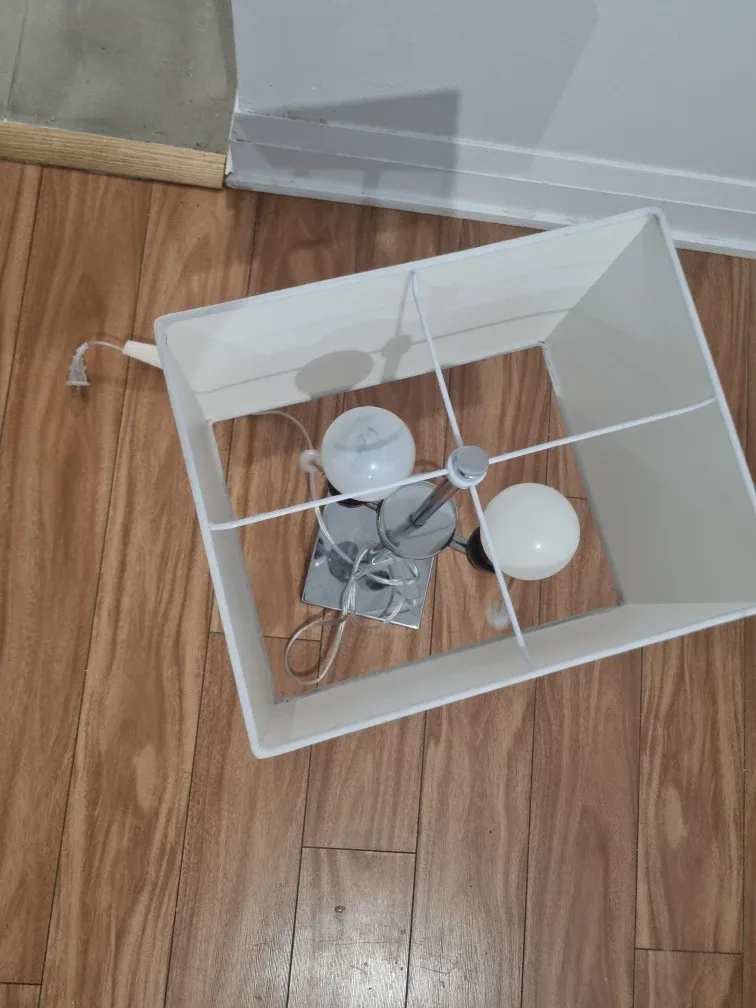 Table Lamp with White Square Shade