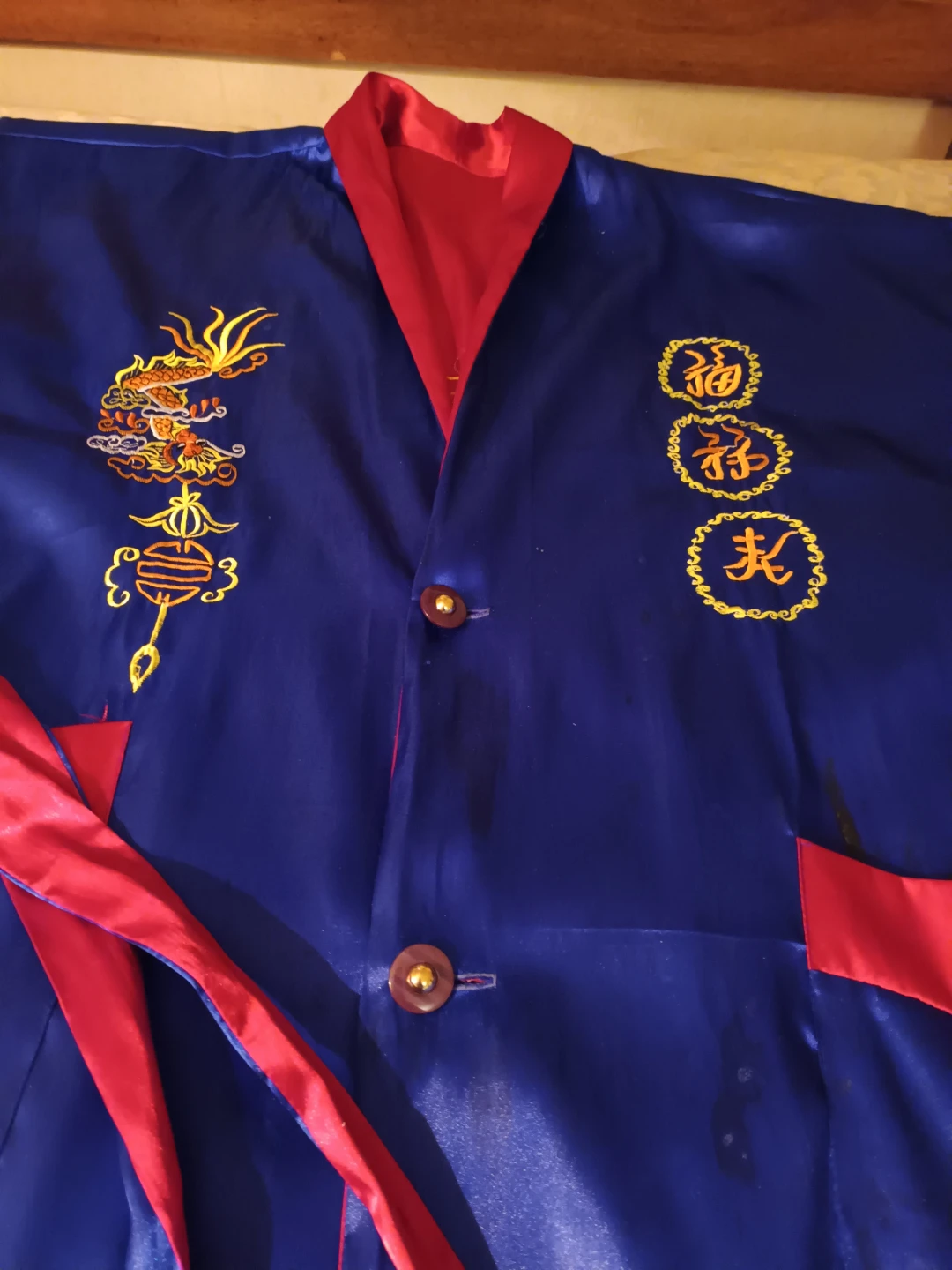 silk housecoat reversible embroidered