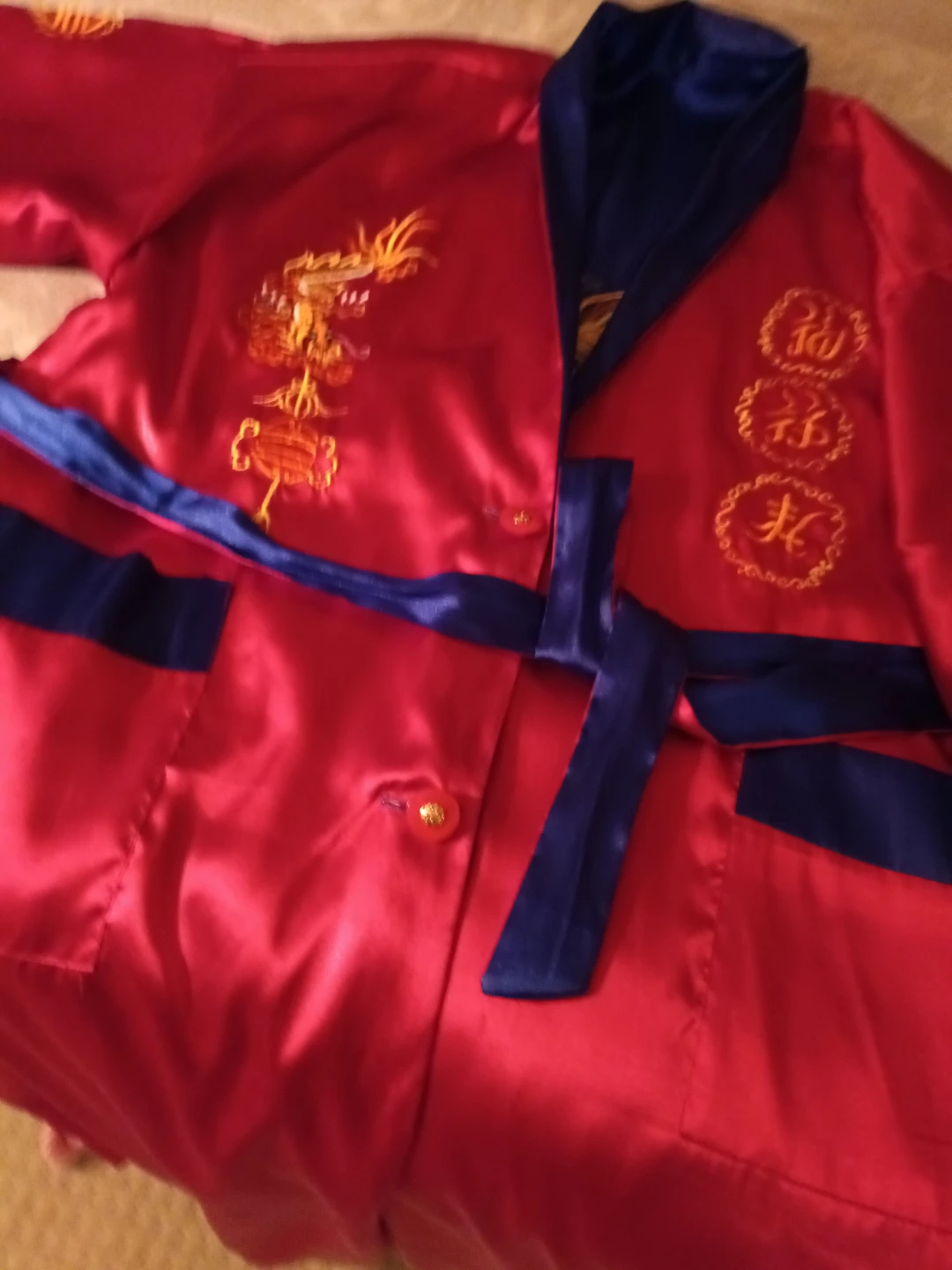 silk housecoat reversible embroidered - photo 4