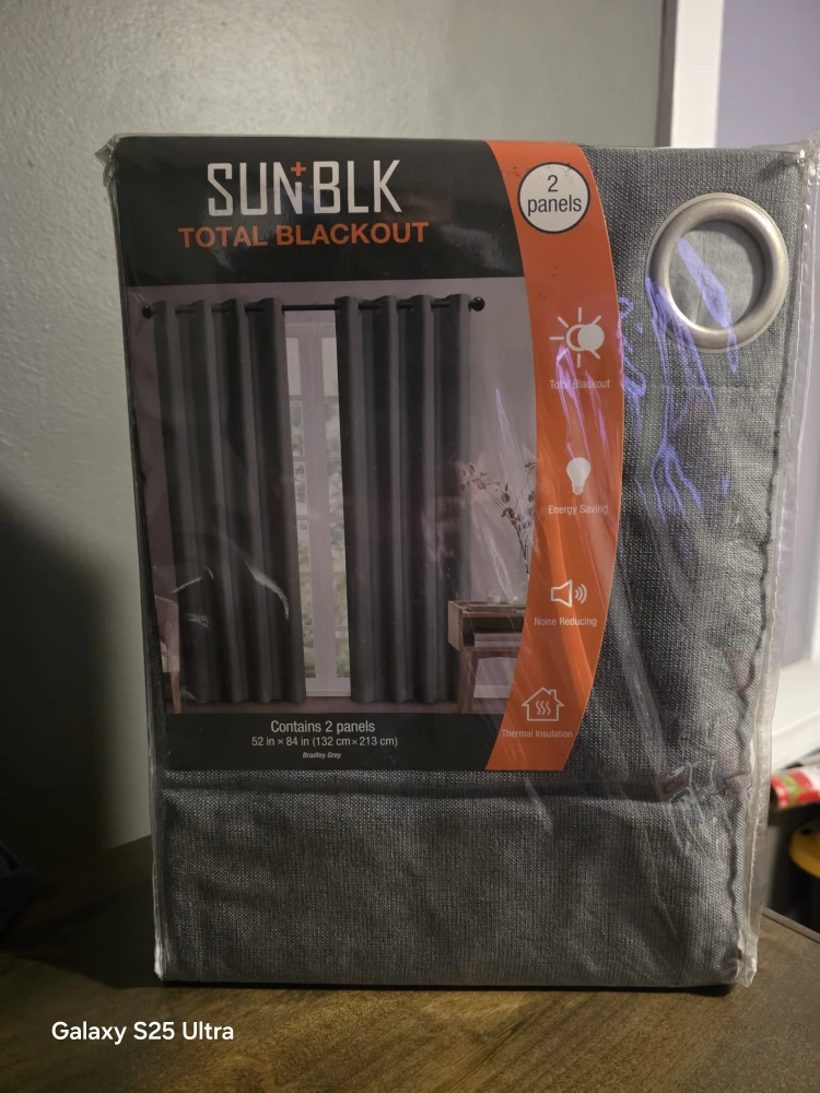SUN+BLK Total Blackout Curtain Panels - Bradley Grey