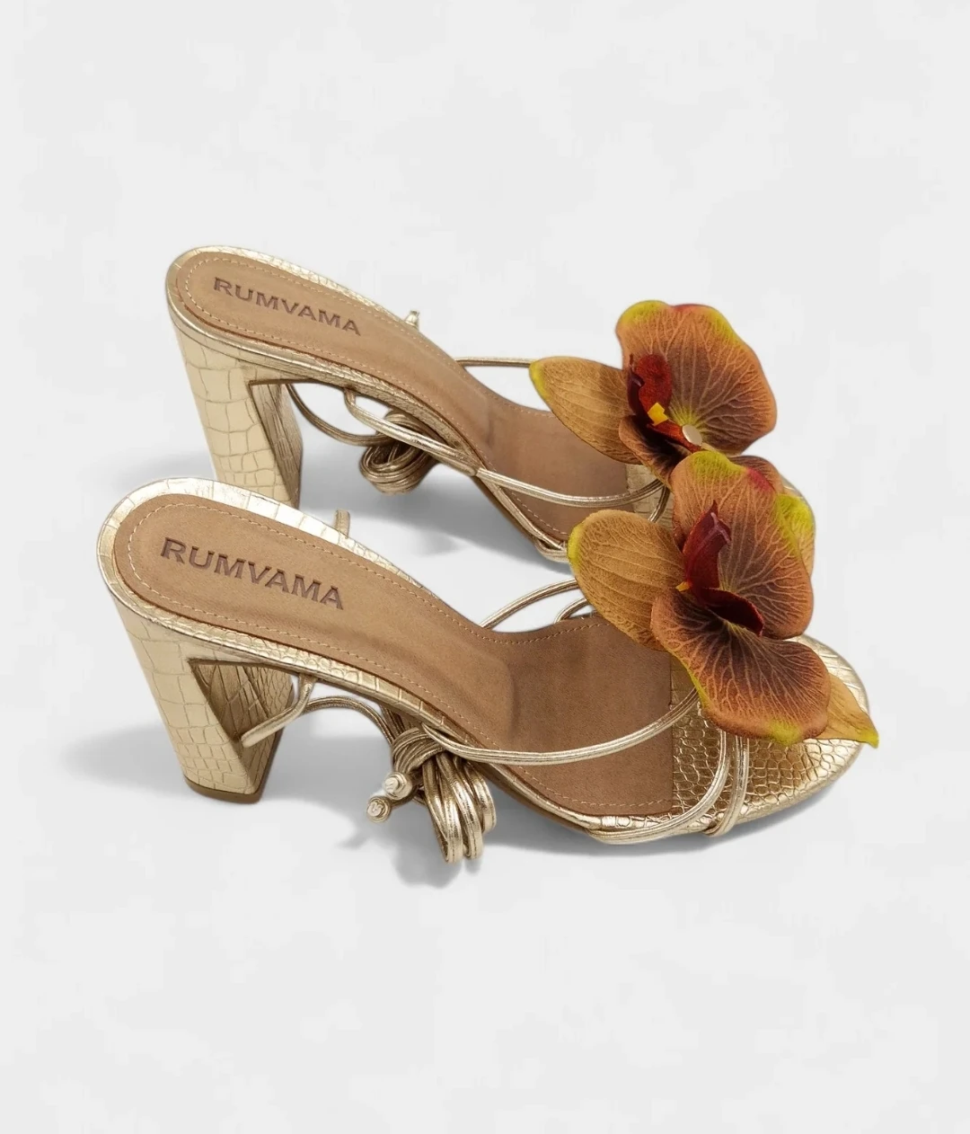 RUMVAMA Caramel Orchid Gold Heels (Size 7) - NEW!!! - photo 3