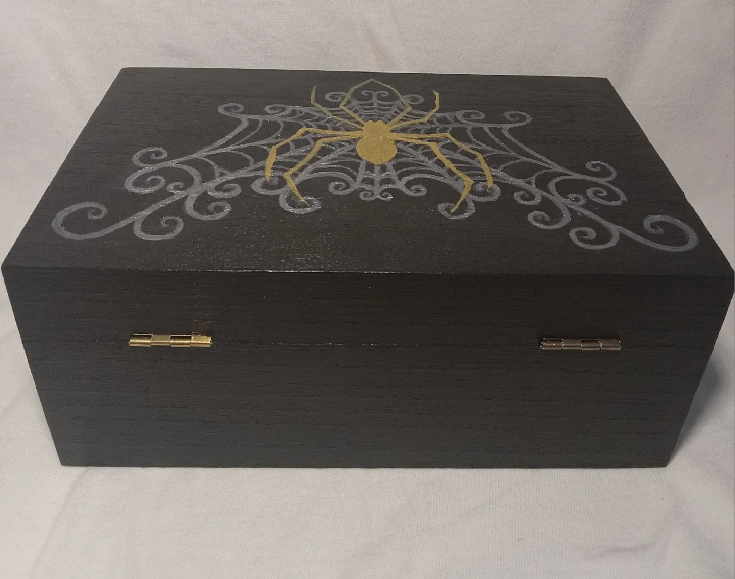 Hand-Painted Spiderweb Wooden Box image indicator(4)