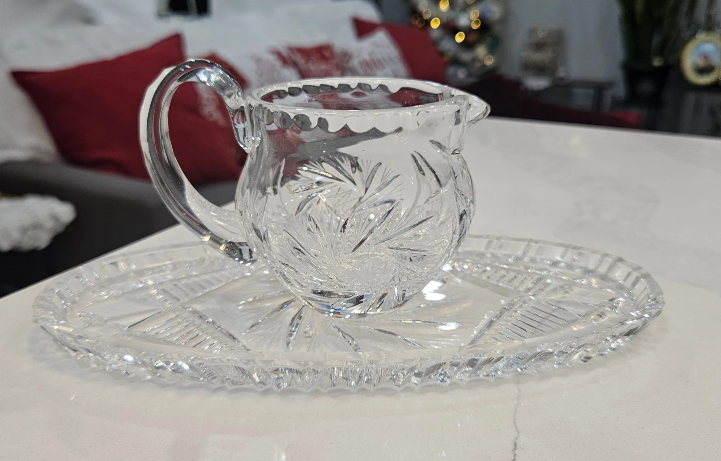 Crystal Creamer and Tray Set