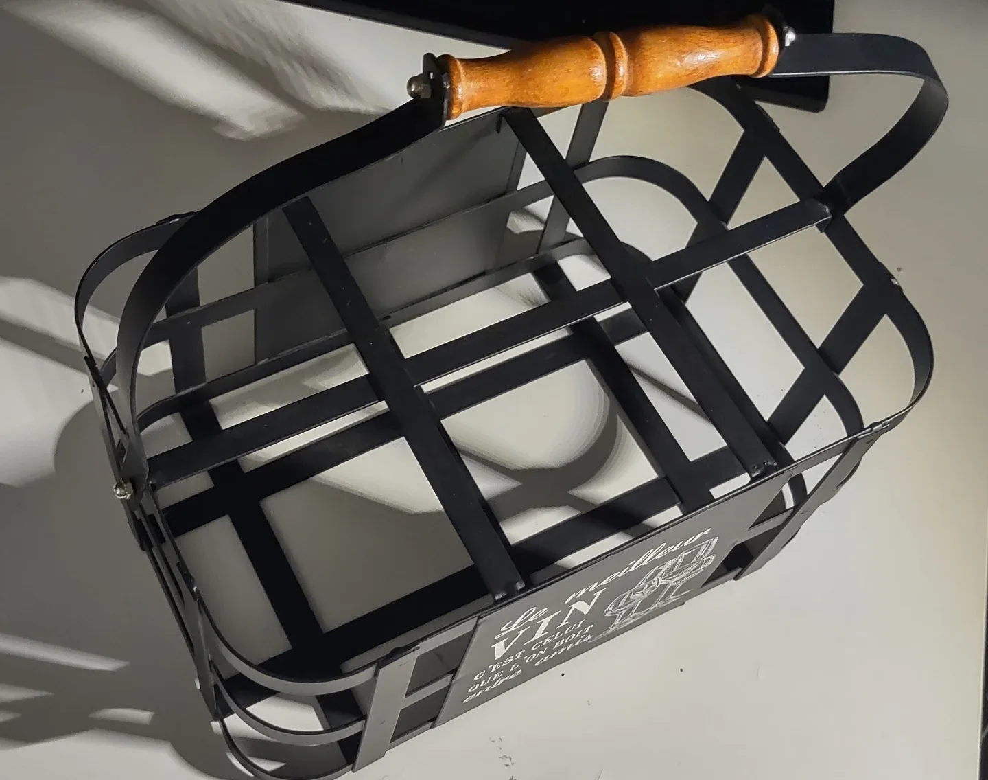 (NEW) Metal Wine Bottle Holder with Handle - #Cleanout image indicator(6)