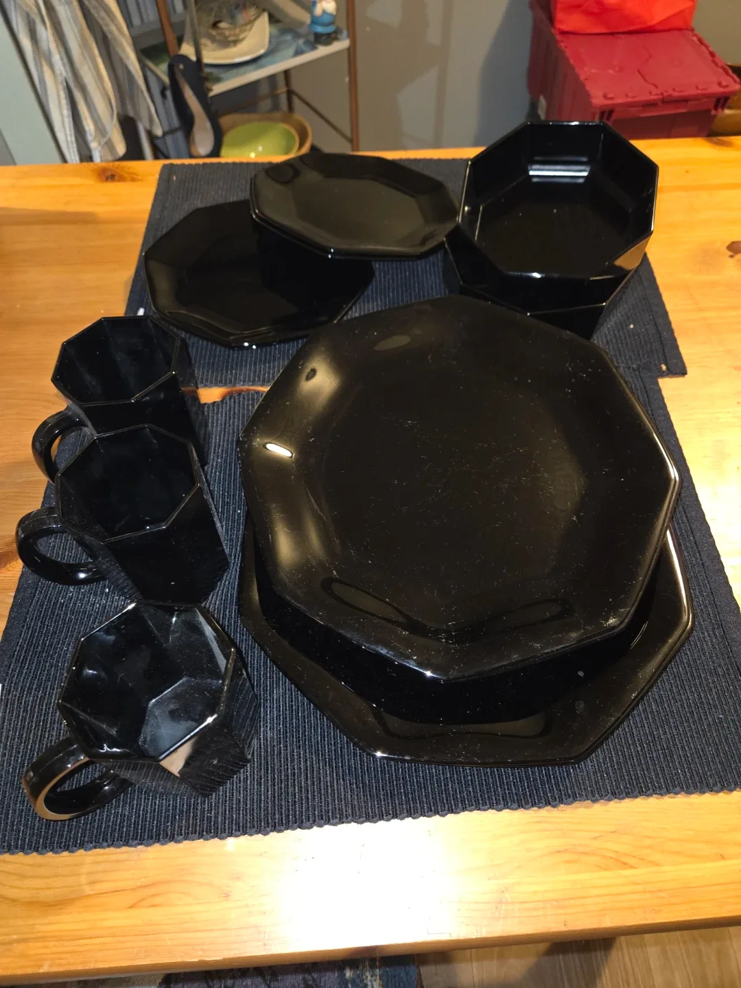 #CleanoutBlack Octagon Dinnerware Set