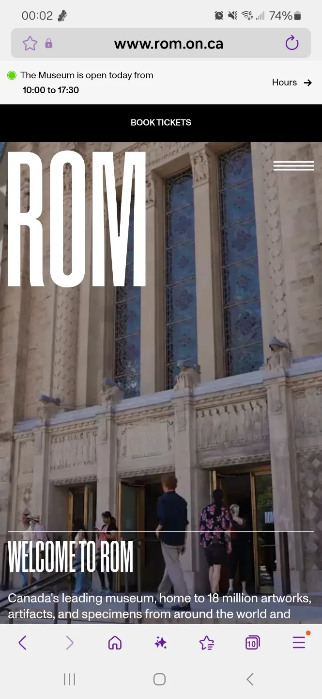 Royal Ontario Museum ROM Tix x2 12/7 Sunday