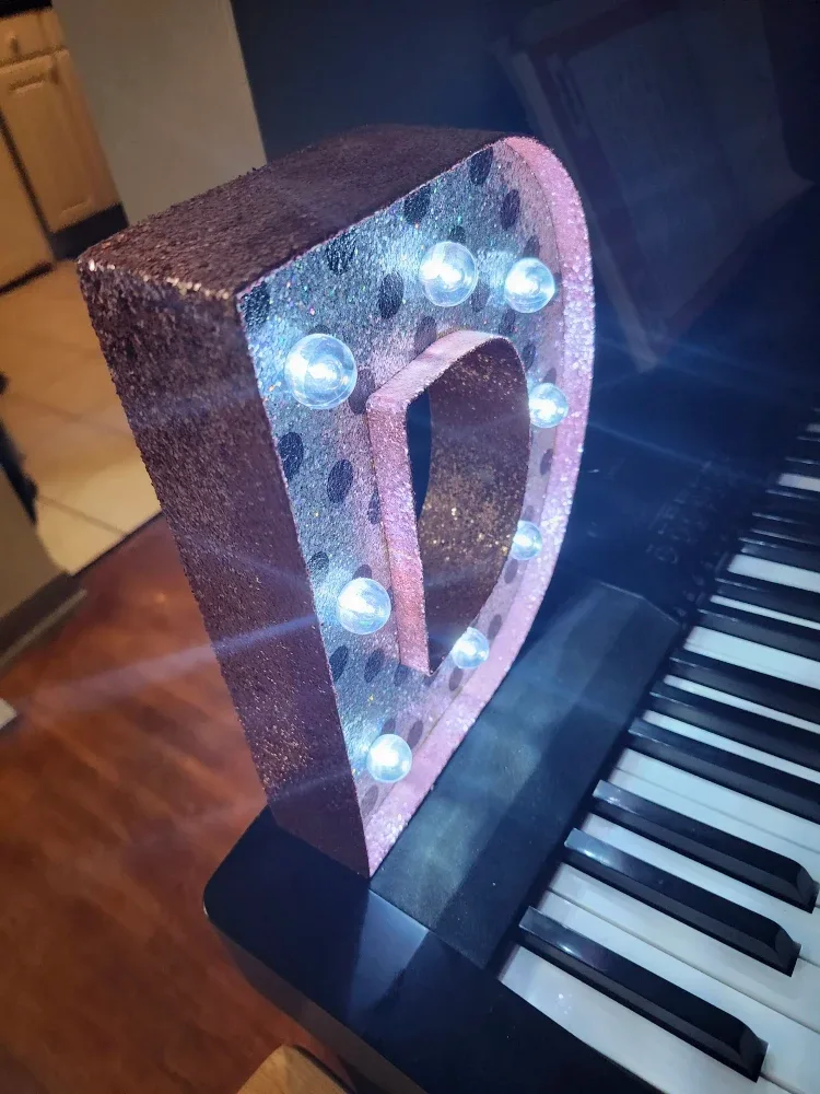 Letter D Marquee Light, Pink & Silver image indicator(4)