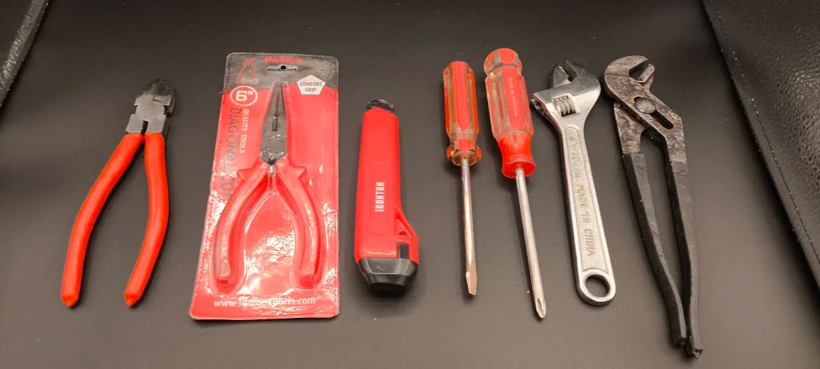 Mixed Tools: Pliers, Screwdrivers, Wrench image indicator(4)