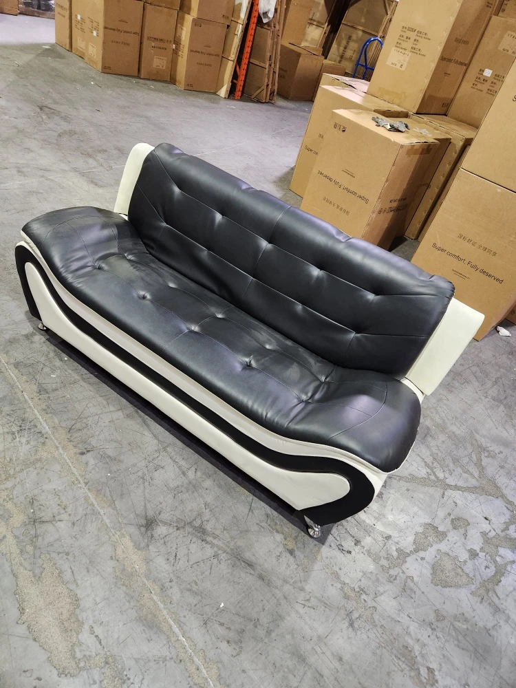 Black & White Leather Sofa - photo 2