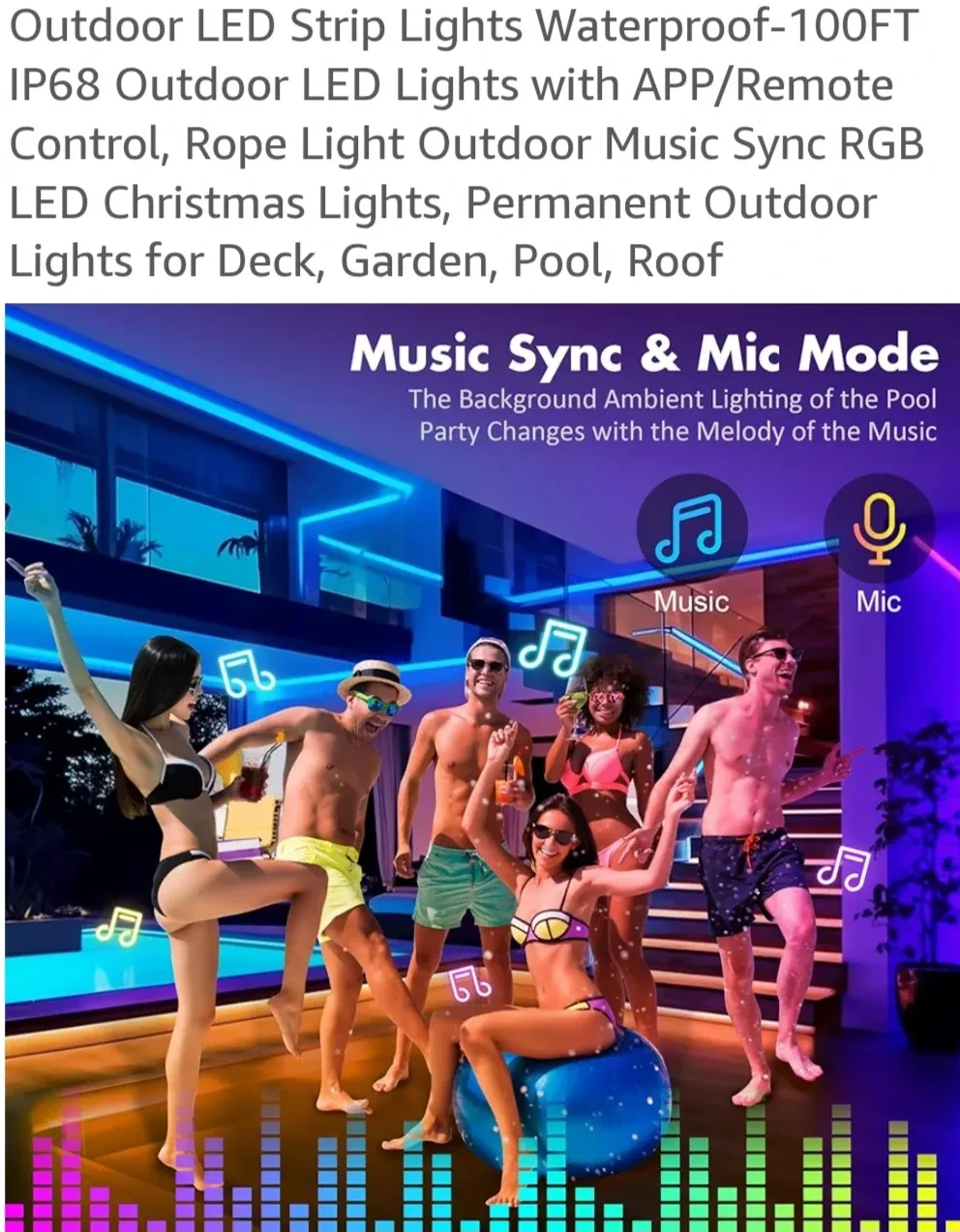 Outdoor Waterproof Pool LED Strip Lights - 100FT