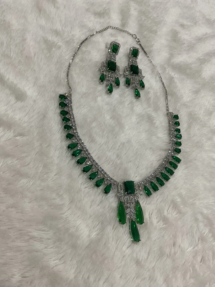 💎 “American Diamond Emerald Set — Elegance in Every Detail.” - photo 2
