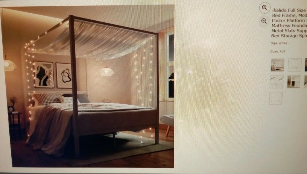 Ikalido Full Size White Canopy Bed Frame - photo 2