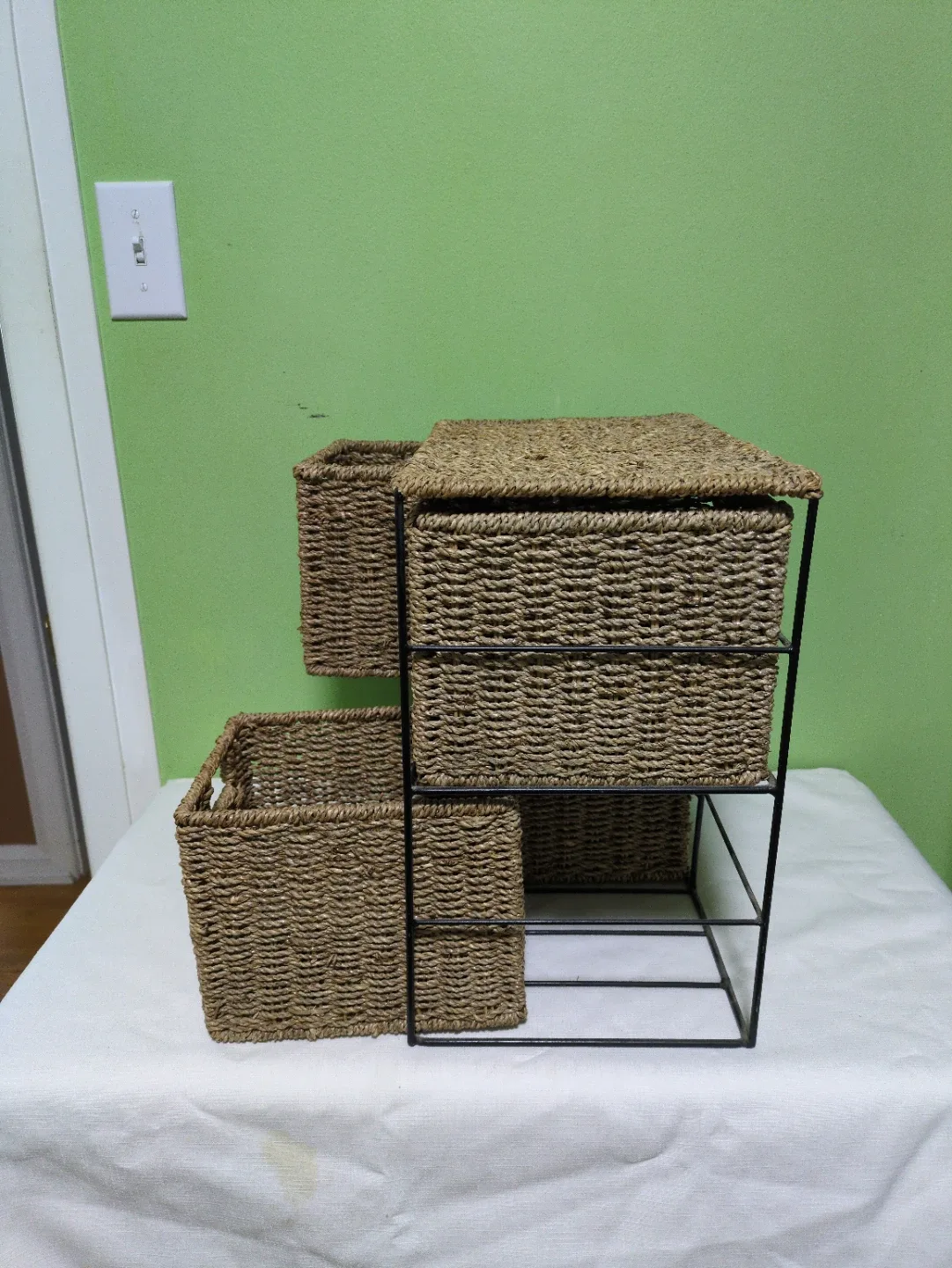#Cleanout Wicker Storage Baskets with Metal Frame image indicator(4)