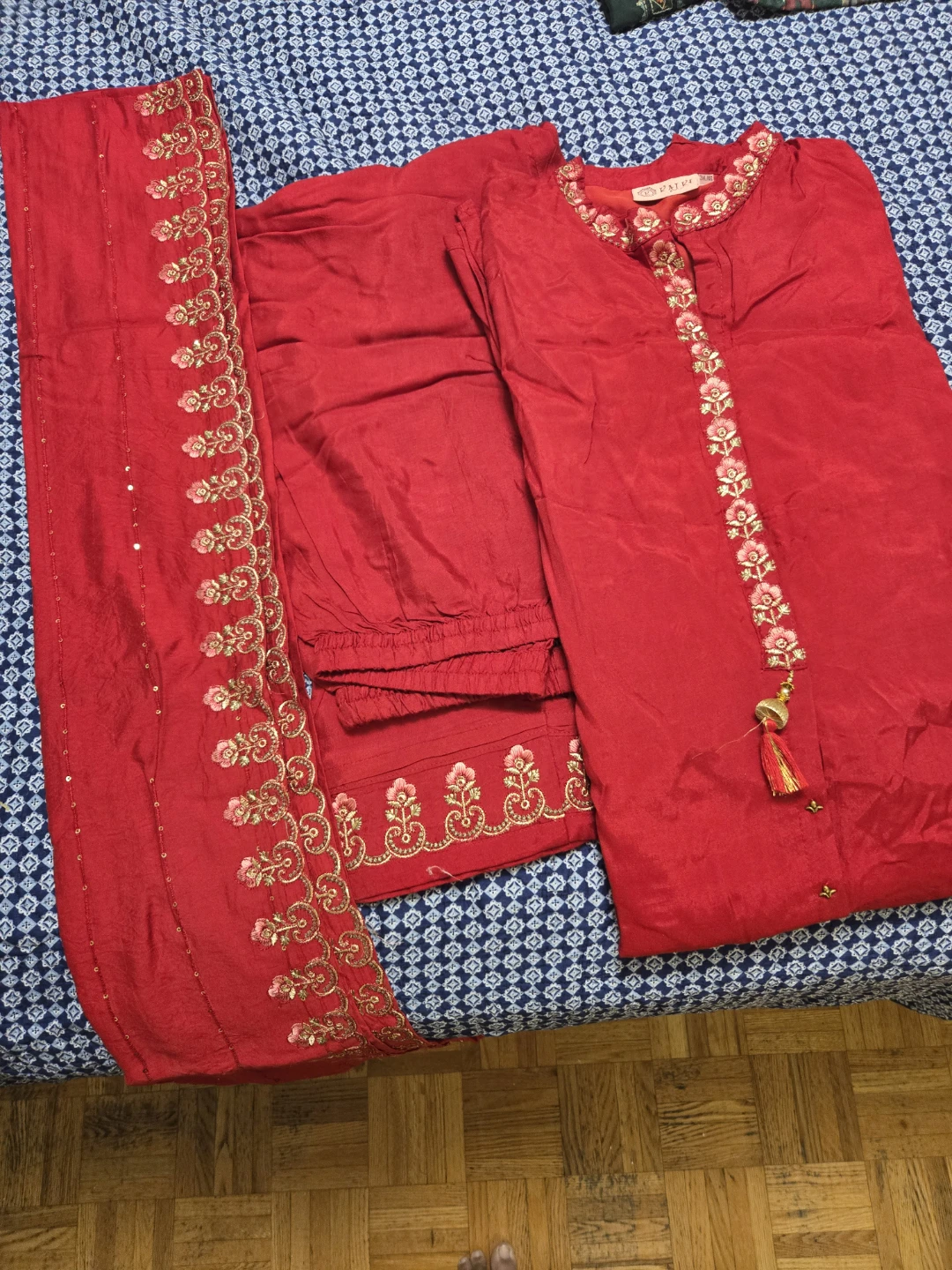 Pastel Threads Red Embroidered Salwar Kameez