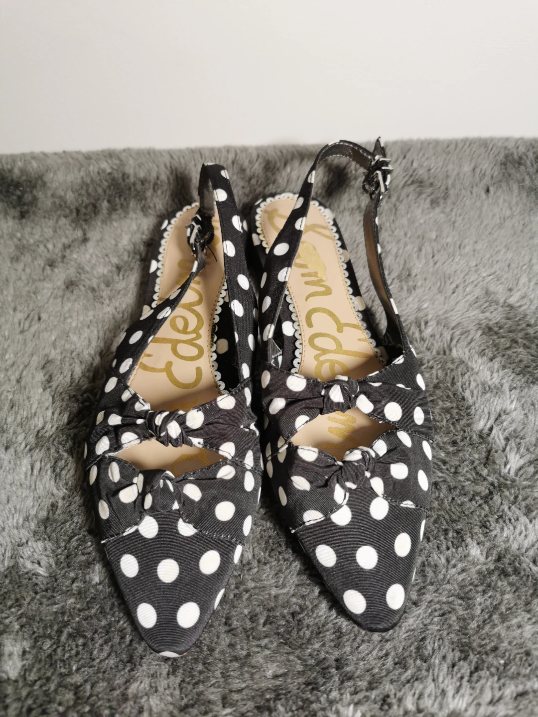 Sam Edelman Polka Dot Slingback Flats - Size 6