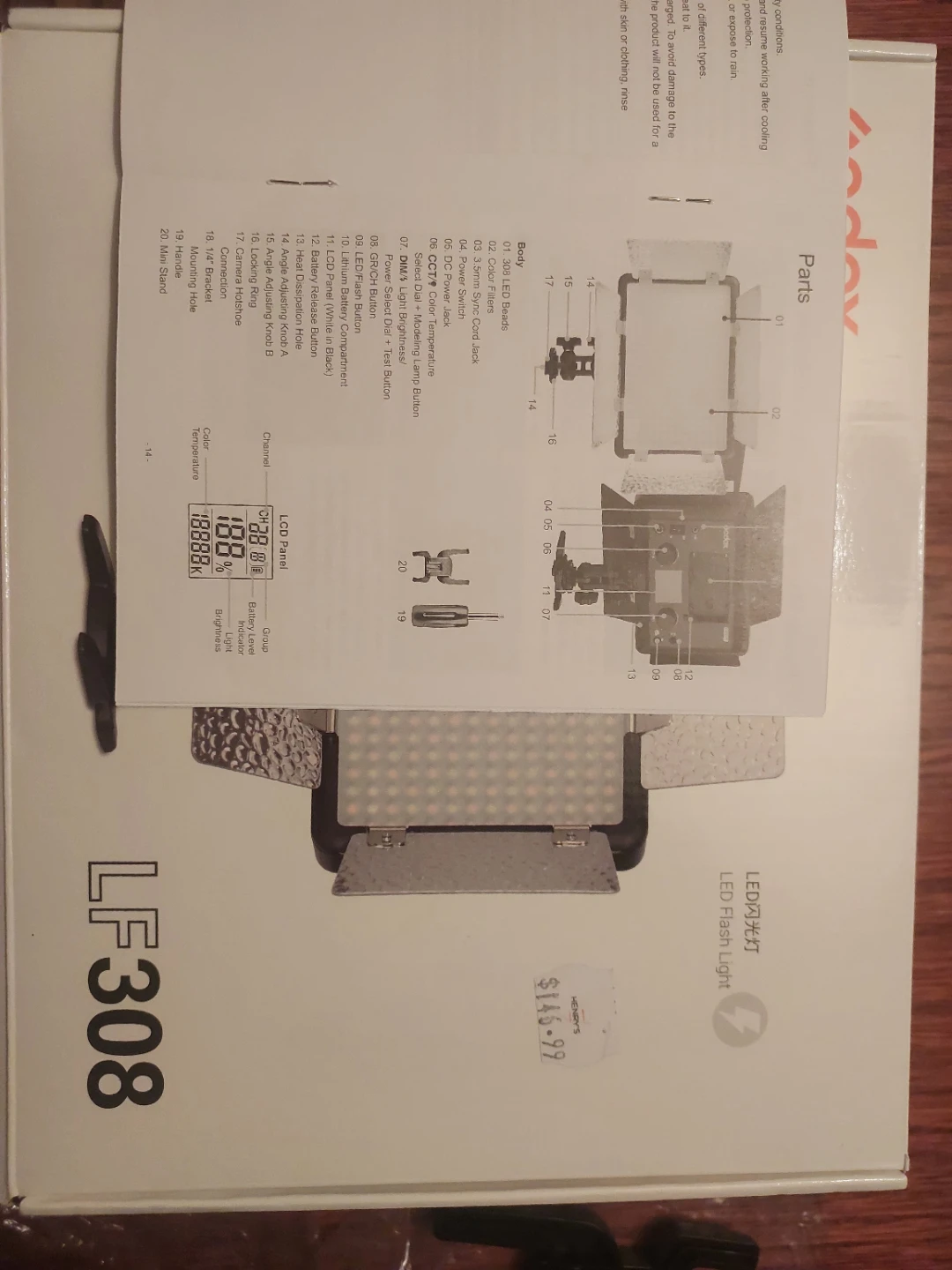 Godox LF308 LED Flash Light - Like New! - photo 3
