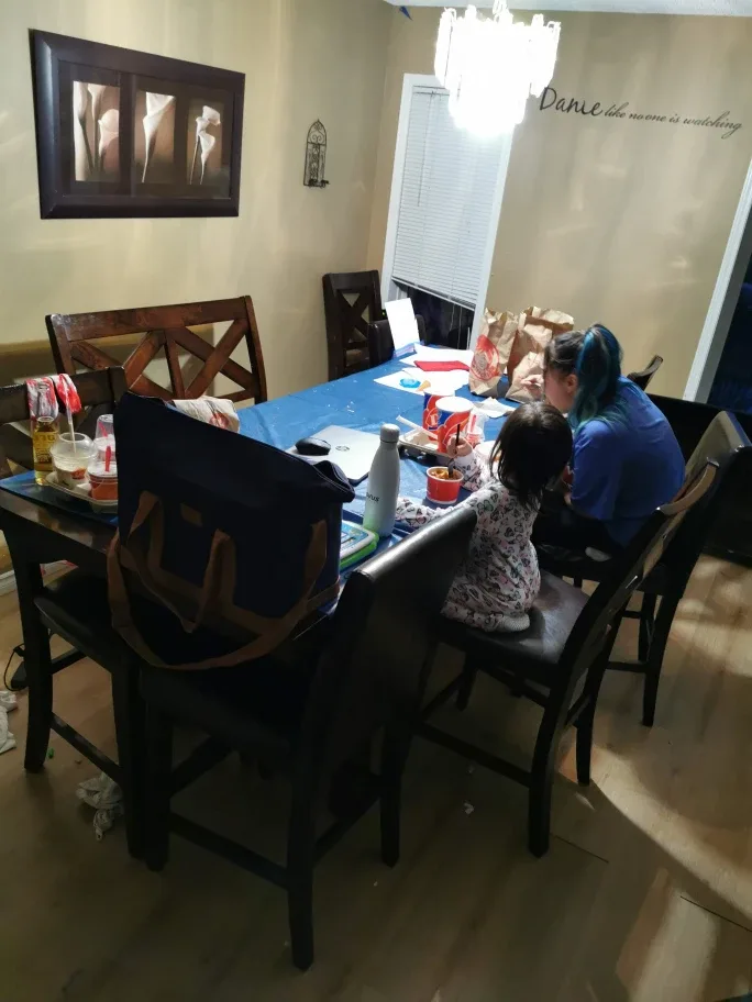 Solid wood bar height table with chairs, bench and leaves