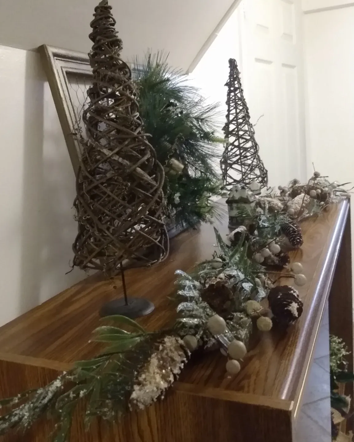 Christmas Garlands with beig berries, pine cones image indicator(3)