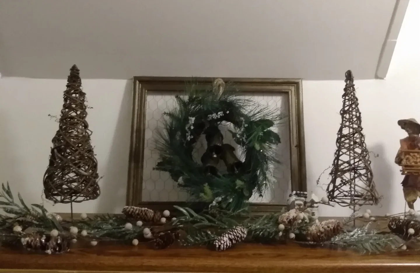 Christmas Garlands with beig berries, pine cones