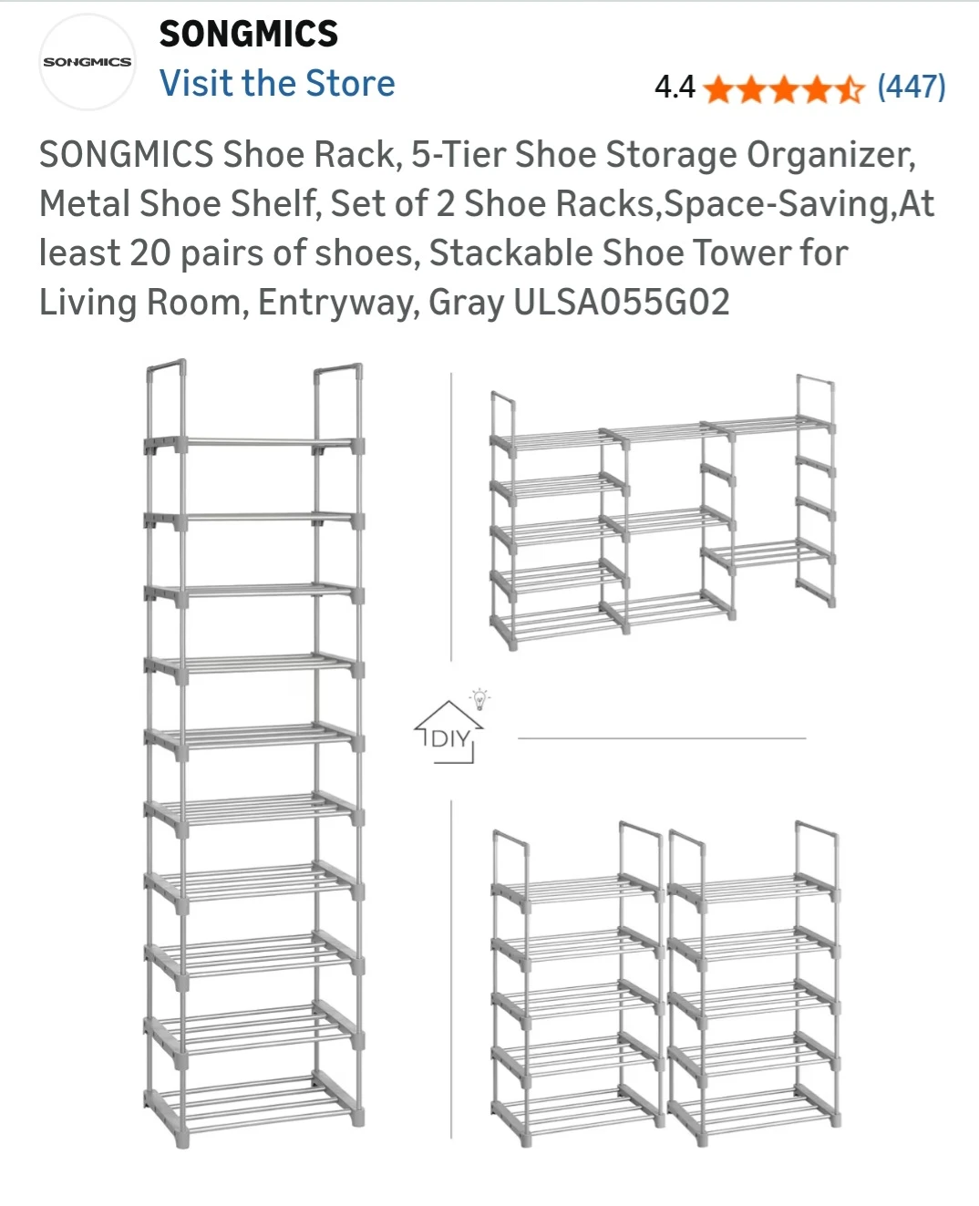 5-Tier Shoe Rack - Gray - photo 4