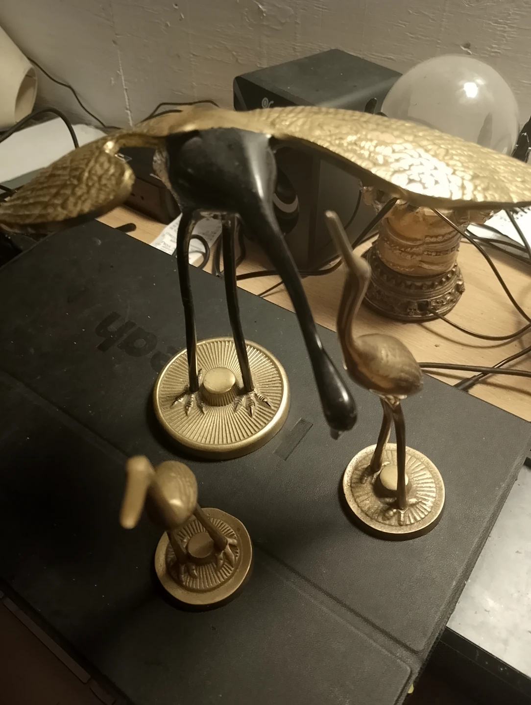 Vintage Brass Bird Figurines set of 3 one large 2 small