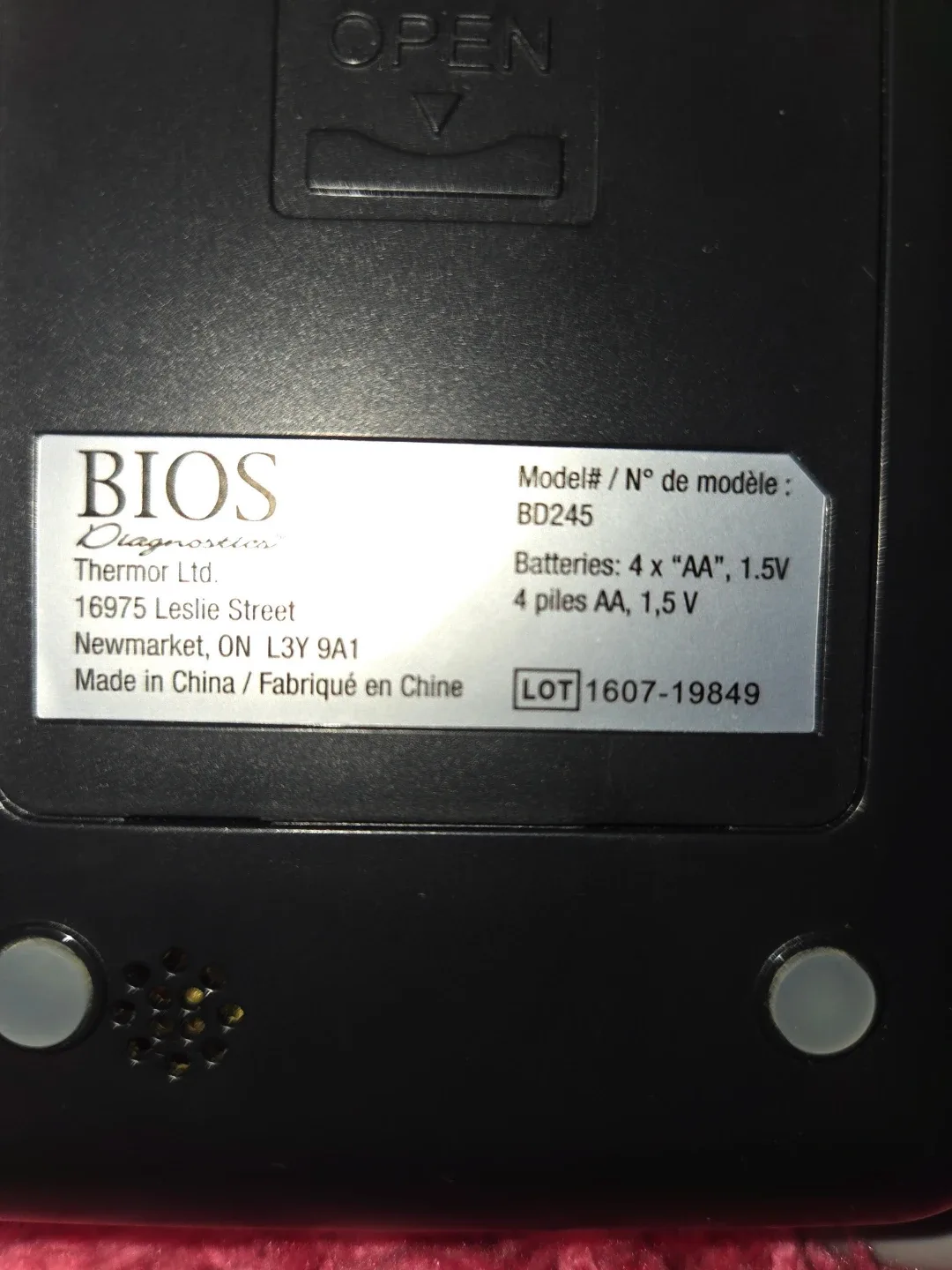 #Cleanout BIOS Diagnostics BD245 Blood Pressure Monitor image indicator(3)