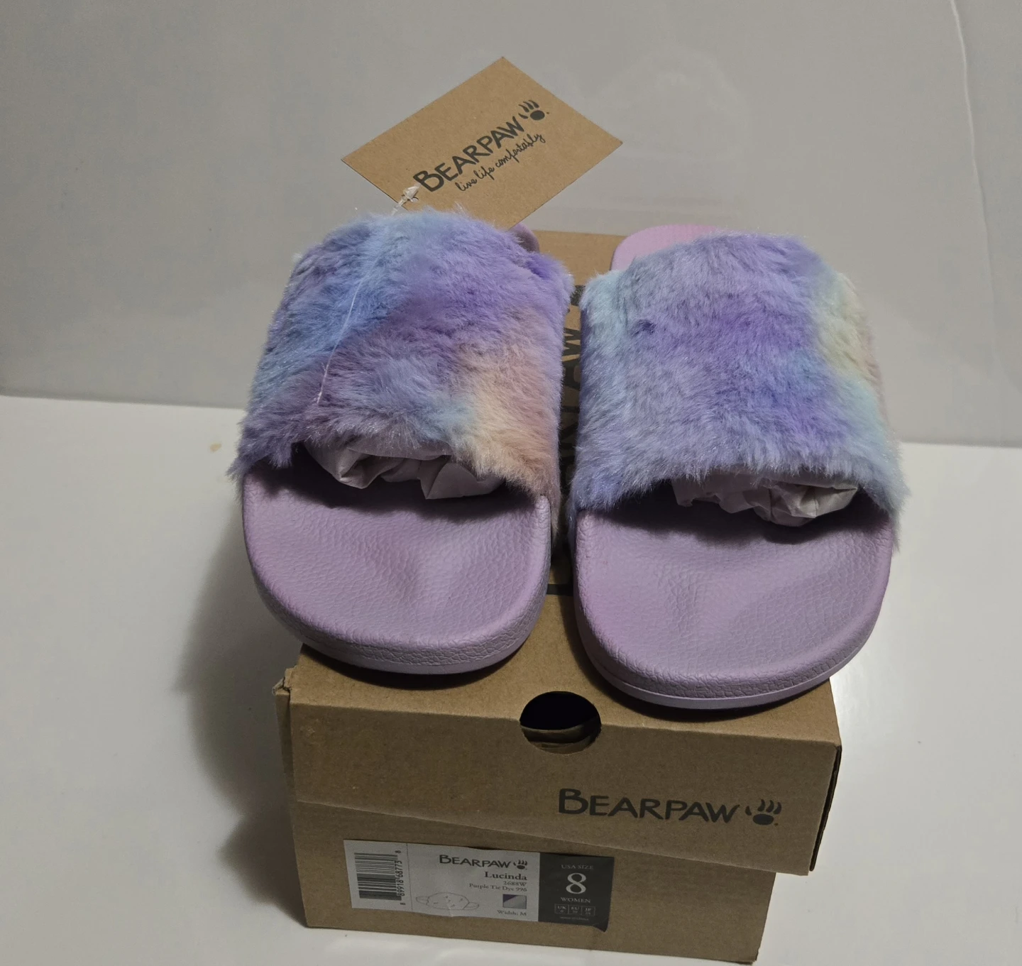 Bearpaw Lucinda Purple Tie-Dye Slides - Size 7 & 8