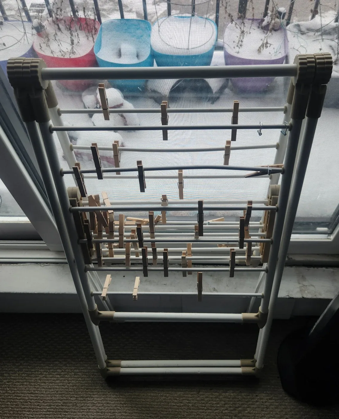 Clothes Drying Rack with Clothespins