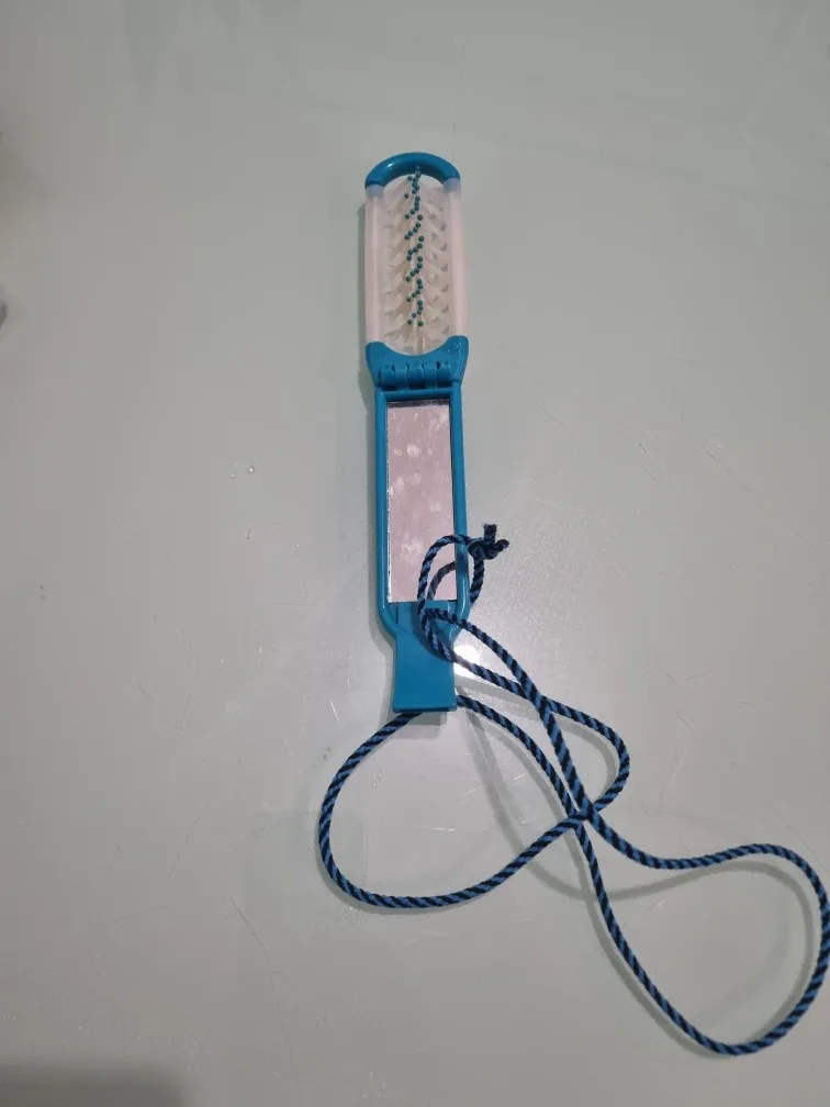 Blue Folding Hair Brush with Mirror