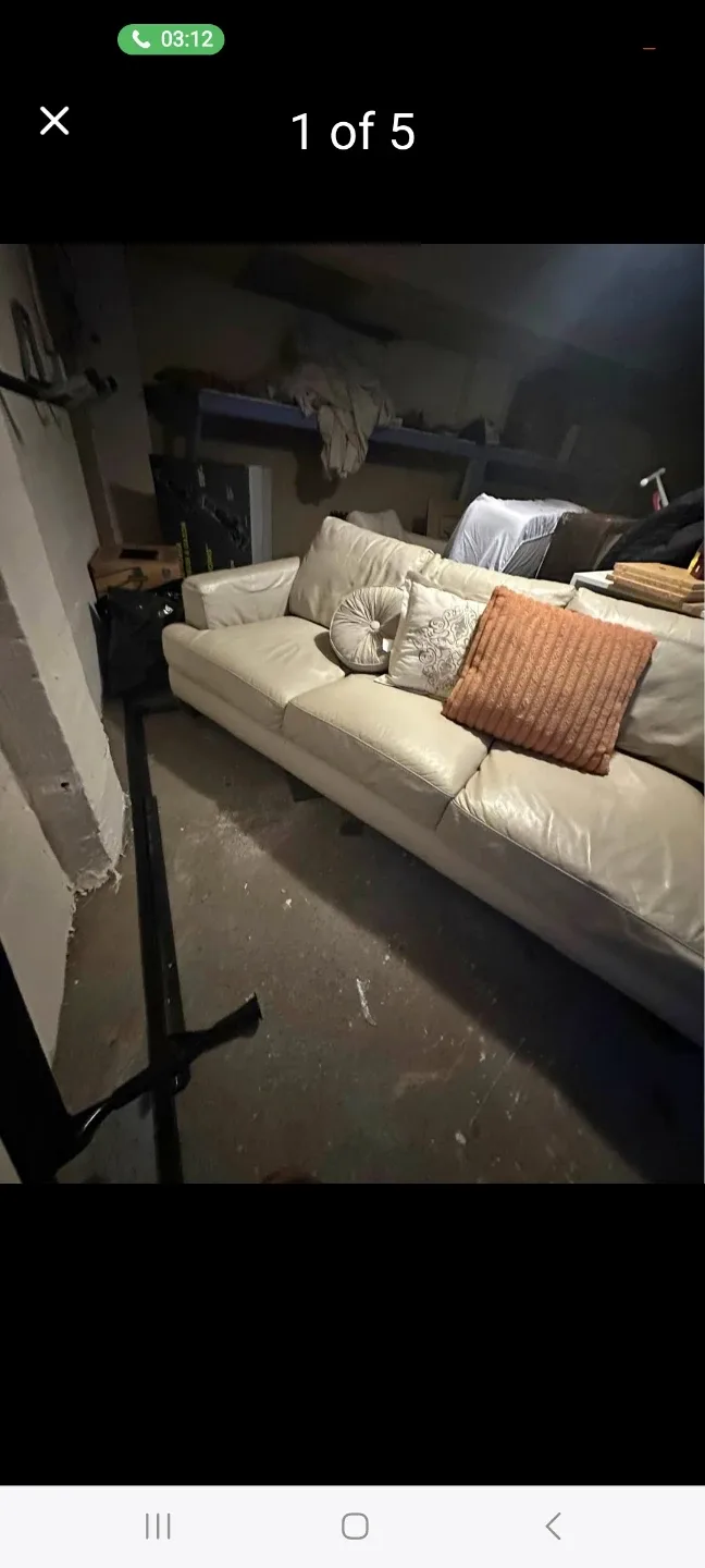 Free delivery Beige Leather Sofa and Armchair Set