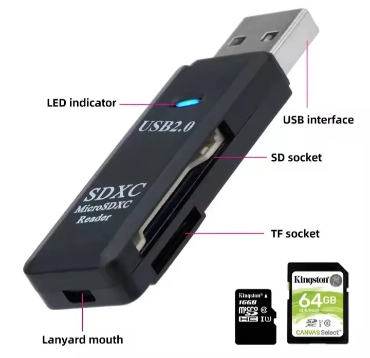 USB 2.0 SDXC MicroSDXC Reader