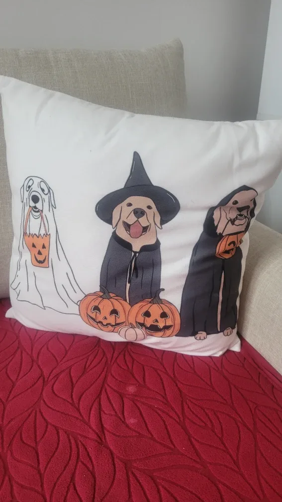 Halloween Dog Print Throw Pillow, New