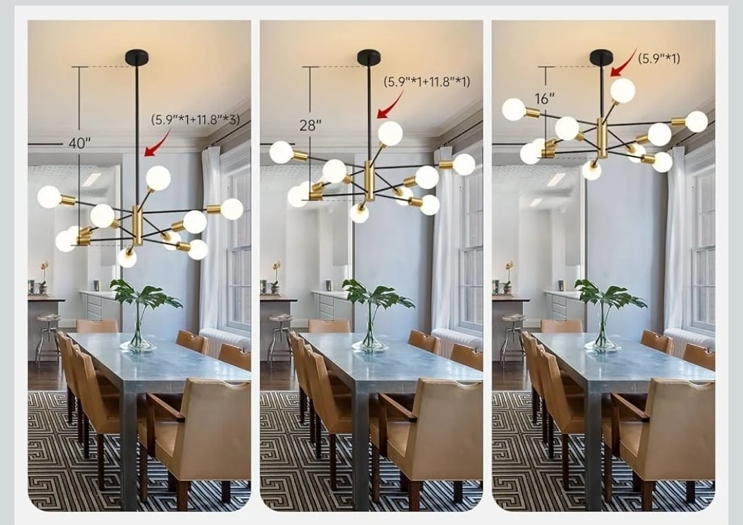 Modern Sputnik Style Chandelier - Black & Gold - photo 2